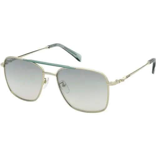 Sunglasses, female, , Size: ONE SIZE Golden Metal Sunglasses with Green Glass - Zadig & Voltaire - Modalova