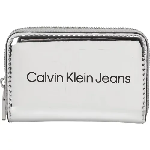 Wallets & Cardholders, female, , Size: ONE SIZE Zip Closure Plain Wallet with Logo - Calvin Klein Jeans - Modalova