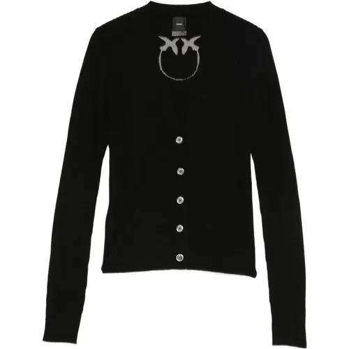 Cardigans, female, , Size: XS V-neck Ribbed Cardigan - pinko - Modalova