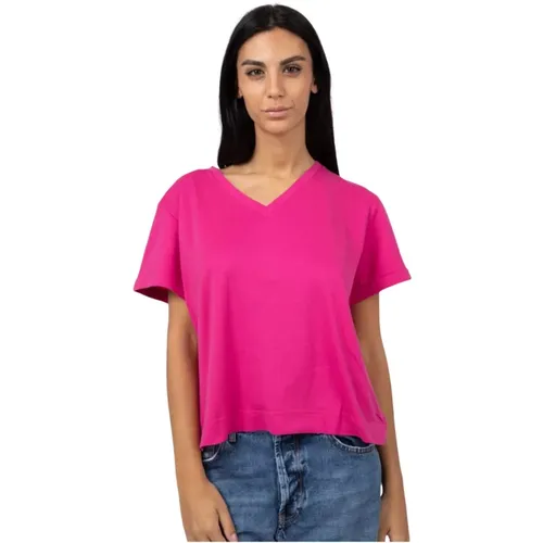 V-Neck T-Shirt , female, Sizes: L - Gran Sasso - Modalova