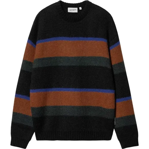 Round-neck Knitwear, male, , Size: XL Striped Alpaca Sweater Brown - Carhartt WIP - Modalova