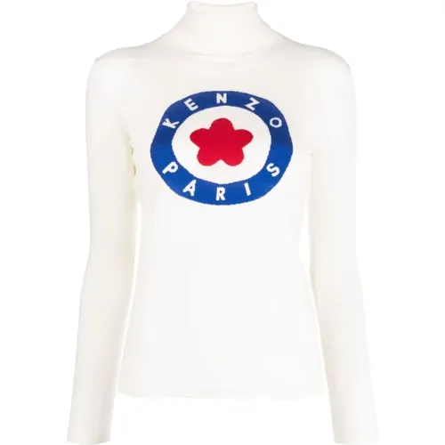 Intarsia-Strick Logo Pullover , Damen, Größe: S - Kenzo - Modalova