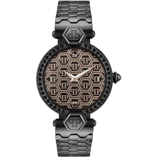 Couture Strass Schwarze Uhr , Damen, Größe: ONE Size - Philipp Plein - Modalova