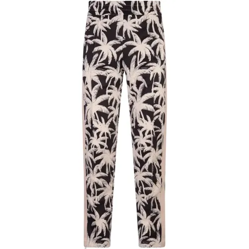 Schwarze Joggers mit Palmenprint,Schwarze Hose mit Kontrastierendem Palmenmuster - Palm Angels - Modalova