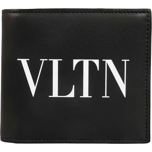 Wallets & Cardholders, male, , Size: ONE SIZE Calfskin Card Wallet Vltn Print - Valentino Garavani - Modalova