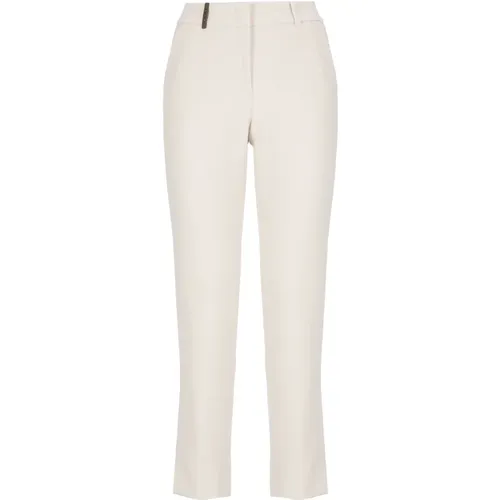 Pink Trousers with Leather Detail , female, Sizes: M - PESERICO - Modalova