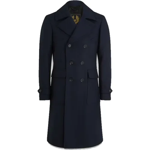 Double-Breasted Coats, male, , Size: L Milford Military Style Wool Coat - Belstaff - Modalova