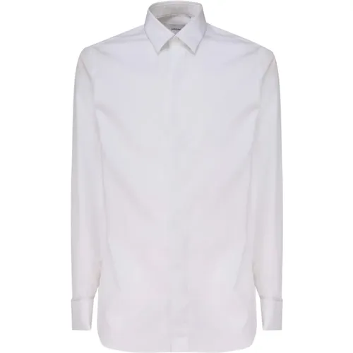 Formal Shirts,Weißes Baumwollpopeline-Hemd mit Spitzem Kragen und Knopfverschluss - Lardini - Modalova