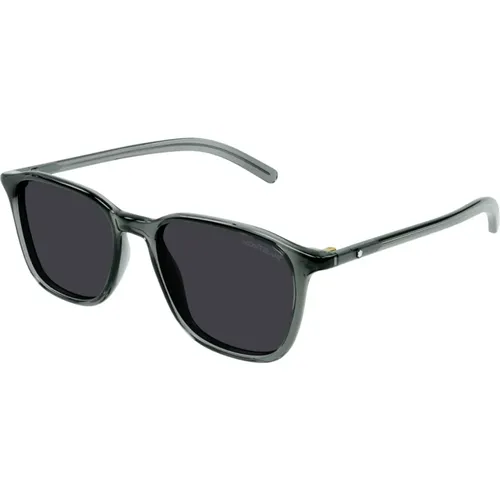 Square Acetate Sunglasses in Grey Transparent , male, Sizes: 53 MM - Montblanc - Modalova