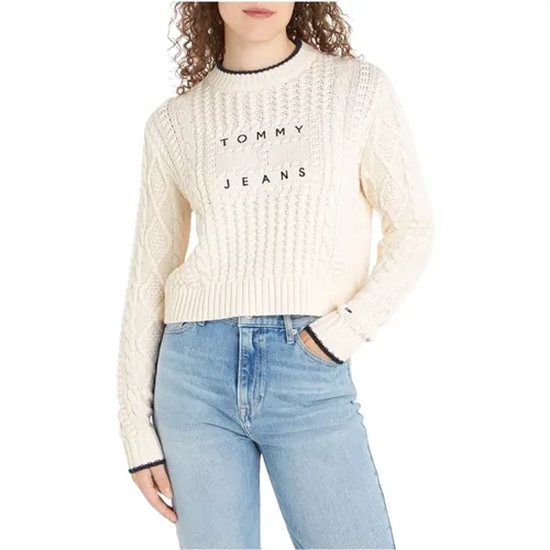 Weißer Bubble Cable Pullover - Tommy Jeans - Modalova