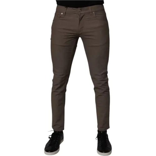 Slim-fit Trousers, male, , Size: S Cotton Stretch Chino Pants - Dolce & Gabbana - Modalova