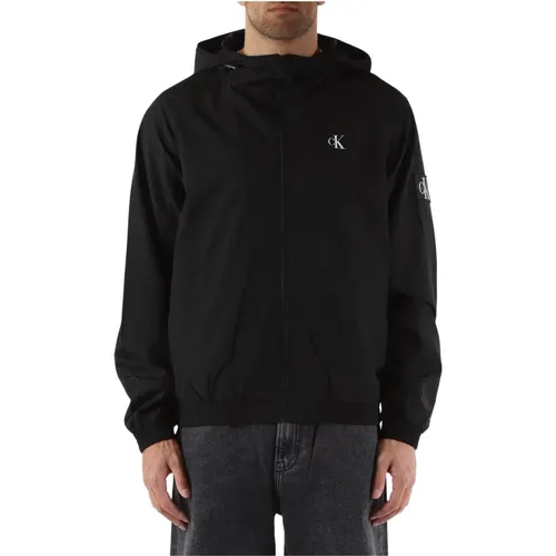 Technical fabric hooded jacket , male, Sizes: L, M, XL, 3XL, S, 2XL - Calvin Klein Jeans - Modalova