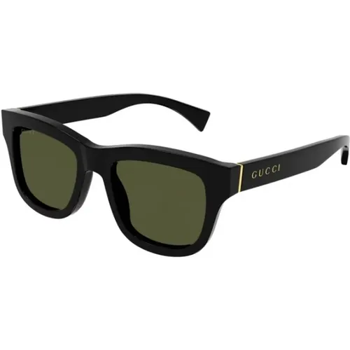 Schwarzer Rahmen Grüne Linse Sonnenbrille , unisex, Größe: 51 MM - Gucci - Modalova