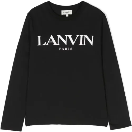 Schwarzes Baumwoll-Jersey-Jungen-T-Shirt - Lanvin - Modalova