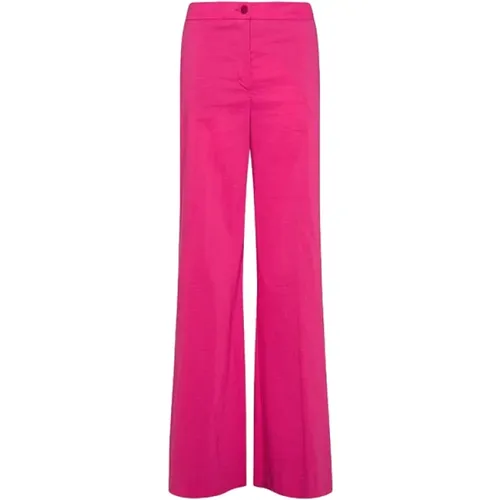 High Waist Fuschia Linen Palazzo Pants , female, Sizes: 3XS - Momoni - Modalova