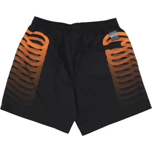 Schwarze/Orangefarbene Badeshorts mit Netz - Propaganda - Modalova