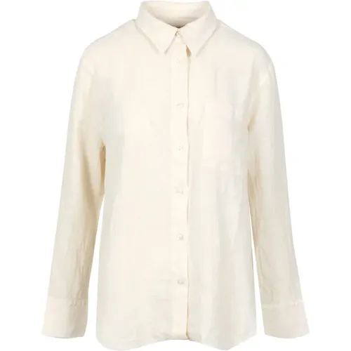 Linen Collar Shirt Long Sleeve Button , female, Sizes: M, XS - Roy Roger's - Modalova