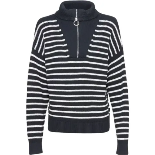 Gestreifter Oversize-Pullover , Damen, Größe: 2XS - Tommy Hilfiger - Modalova