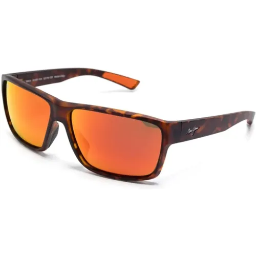 Sunglasses, male, , Size: 62 MM Uila Rm661-10A Matte Dark Havana W/Orange Sunglasses - Maui Jim - Modalova