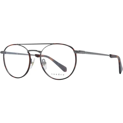 Glasses, male, , Size: ONE SIZE Gunmetal Round Men's Optical Frames - sandro - Modalova