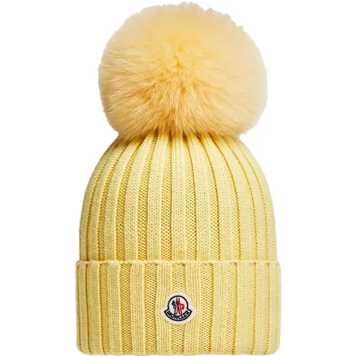 Pom Pom Beanie - Gelb , Damen, Größe: ONE Size - Moncler - Modalova