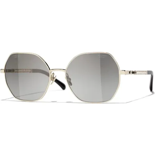 Quadratische Metallsonnenbrille in Gold , Damen, Größe: 56 MM - Chanel - Modalova