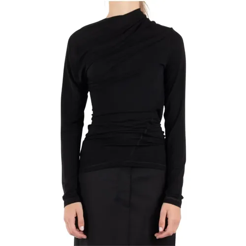 Schwarzes Lyocell Elastan Top , Damen, Größe: S - Helmut Lang - Modalova