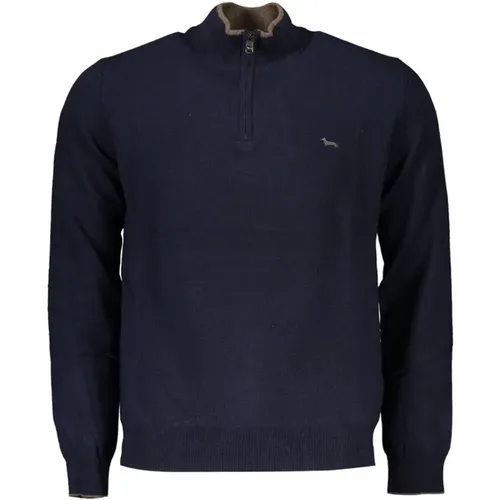 Half-Zip Sweater with Contrast Embroidery & Logo Detail , male, Sizes: 2XL, 3XL, XL, L - Harmont & Blaine - Modalova