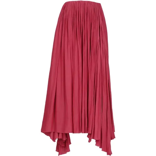 Maxi Skirts, female, , Size: XS Fuchsia Pleated Maxi Skirt - Lanvin - Modalova