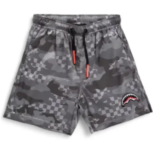 Beachwear, male, , Size: S Sea Camouflage Swim Trunk Grey - Sprayground - Modalova