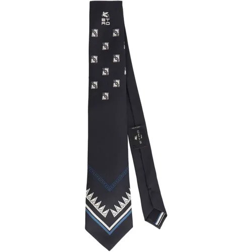 Navy Striped Formal Tie , male, Sizes: ONE SIZE - ETRO - Modalova