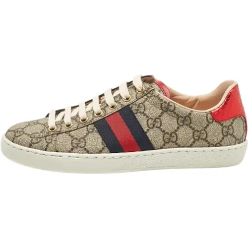 Pre-owned Sneakers, female, , Size: 6 1/2 US Pre-owned Coated canvas sneakers - Gucci Vintage - Modalova