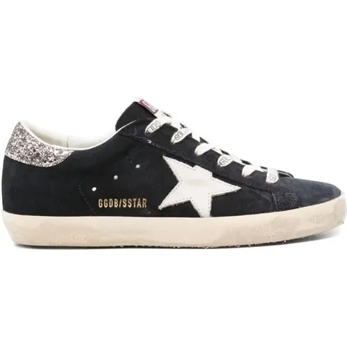 Navy Star Glitter Suede Sneakers , female, Sizes: 8 UK - Golden Goose - Modalova