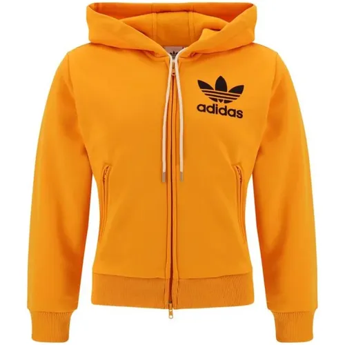 Zip-throughs, male, , Size: S Adjustable Drawstring Hoodie with Zippered Pockets - Adidas - Modalova