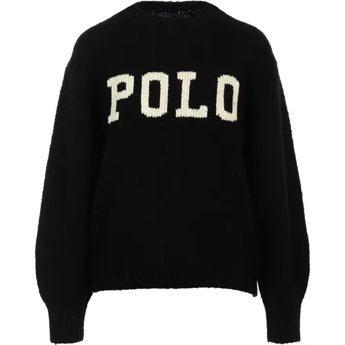 Schwarzer Pullover Intarsia , Damen, Größe: M - Ralph Lauren - Modalova