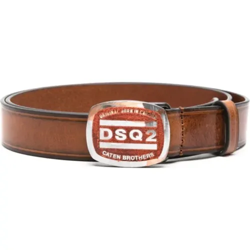 Belts, male, , Size: 90 CM Logo Buckle Belt Leather Italy - Dsquared2 - Modalova