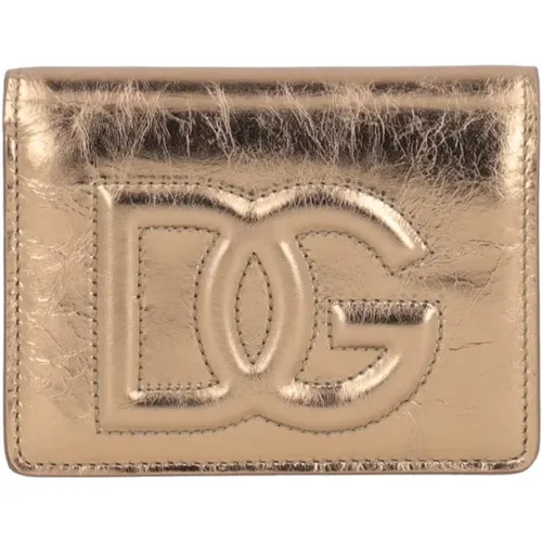 Goldene Geldbörse mit Verstecktem Verschluss - Dolce & Gabbana - Modalova