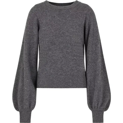 Gerippter Pullover Runder Ausschnitt Lange Ballonärmel , Damen, Größe: L - Emporio Armani - Modalova