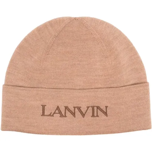 Logo-Embroidered Wool Beanie , female, Sizes: ONE SIZE - Lanvin - Modalova