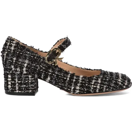 Pumps, female, , Size: 10 US Black Ribbon Mary Jane Pumps - Gianvito Rossi - Modalova