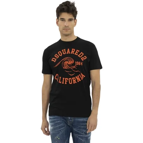 T-Shirts, male, , Size: XL California Tee - Men`s Stylish Round Neck T-Shirt - Dsquared2 - Modalova