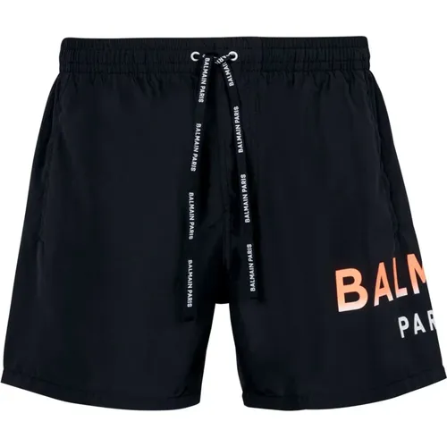 Schwarze Logo-Print Badehose , Herren, Größe: 2XL - Balmain - Modalova