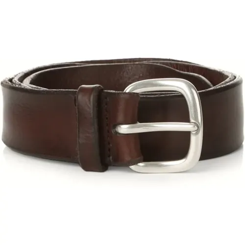 Leather Belt with Silver Buckle , male, Sizes: 90 CM, 110 CM - Orciani - Modalova