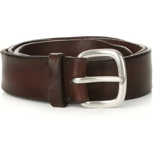 Leather Belt with Silver Buckle , male, Sizes: 90 CM, 95 CM - Orciani - Modalova