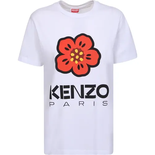 Blumenprint Rundhals T-Shirt , Damen, Größe: M - Kenzo - Modalova