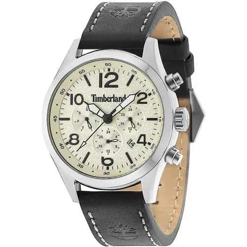 Schwarze Lederuhr Quarz Analog Grau - Timberland - Modalova