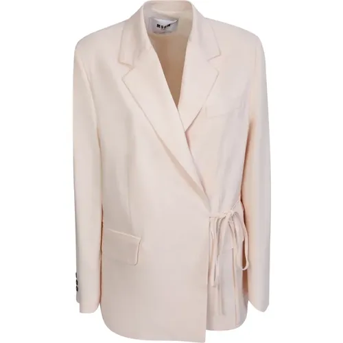 Elegant White Jacket with Notched Lapels , female, Sizes: S, XS - Msgm - Modalova
