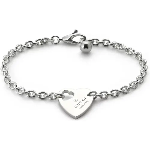 Bracelets, female, , Size: ONE SIZE Trademark Bracelet in sterling silver with heart motif and trademark detail - Gucci - Modalova