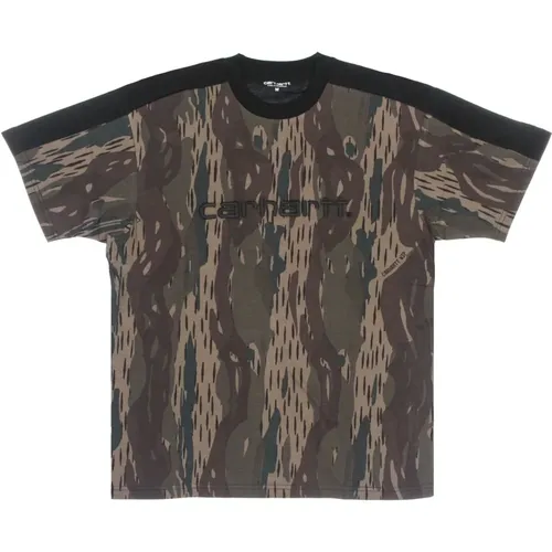 T-Shirts, male, , Size: L Camo Unite Tee Black Short Sleeve - Carhartt WIP - Modalova