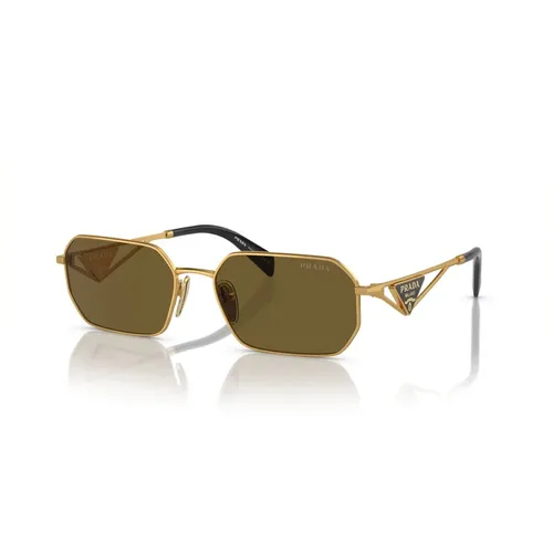 Sonnenbrille in hellem Gold mit dunkelbraunen Rahmen , Damen, Größe: 58 MM - Prada - Modalova